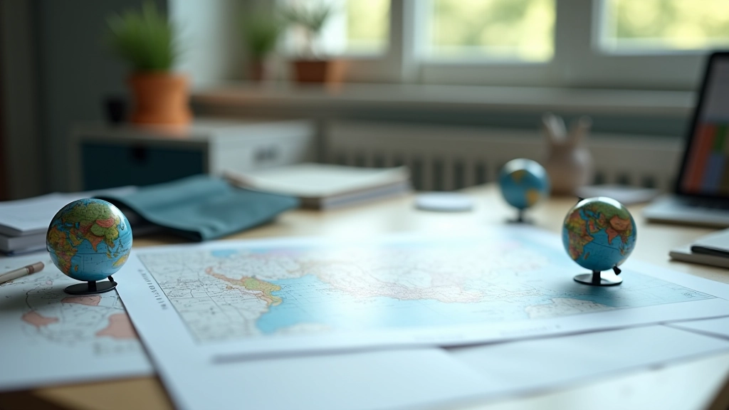 Laua peal paber koos väikeste satelliidikartide ja kompassiga, valgus akna kaudu