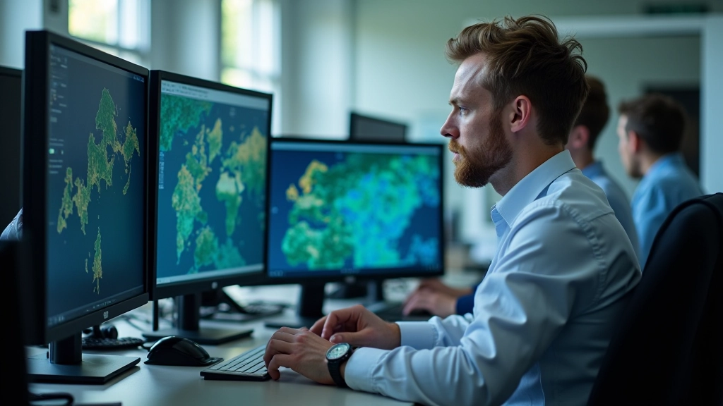 TalTechi ja Tartu ülikooli teadlased kaardi ja graafikutega töötavad, arvutiekraanidel näha satelliidiandmed ja analüüs